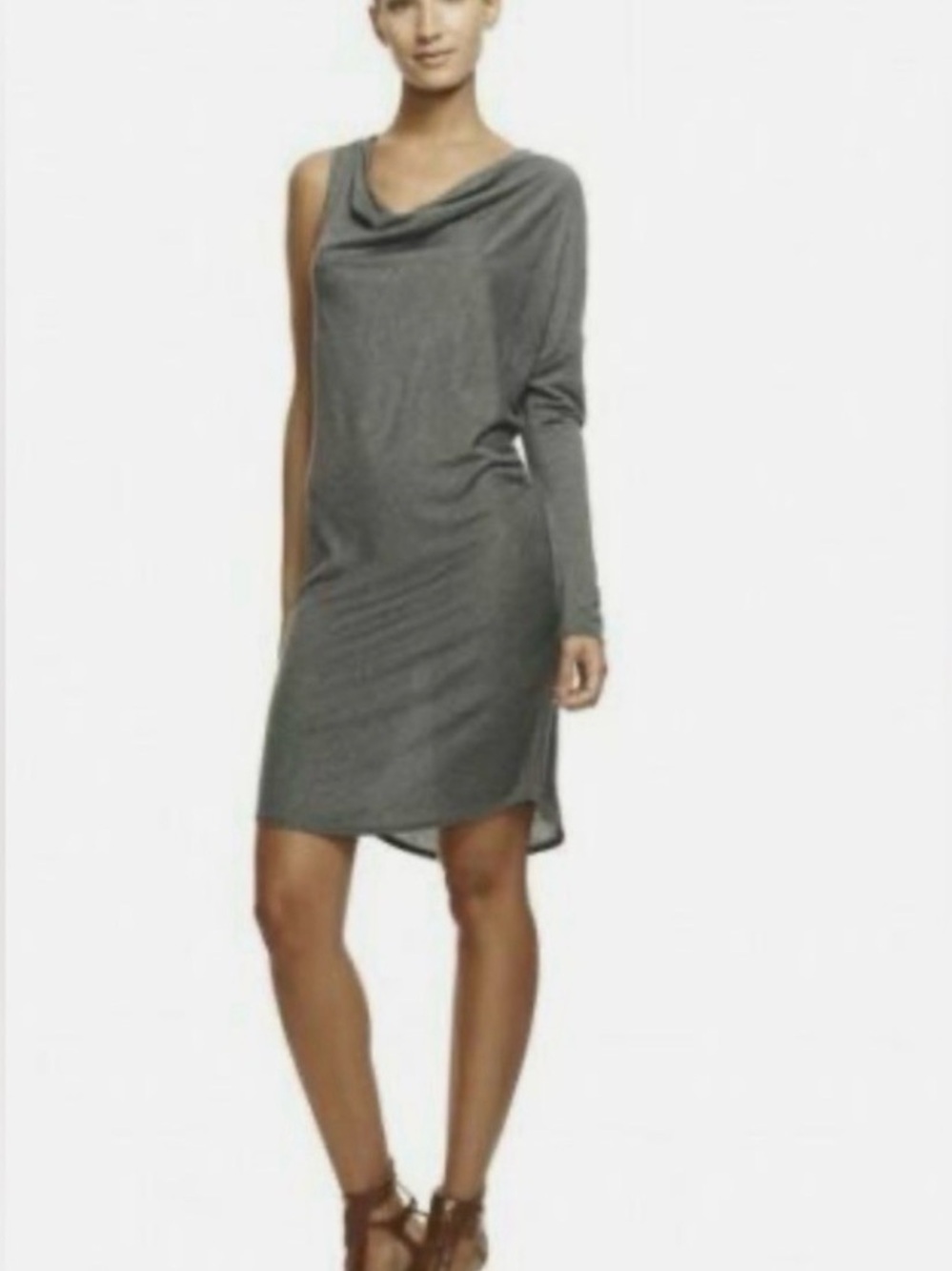 Haute Hippie Heather Gray One-Shoulder Drape Dress Size Small NWT $245 Summer